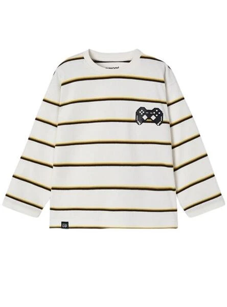 T-Shirt Mayoral Rayures Blanc Pour Garçon 1 T-Shirt Mayoral Rayures Blanc Pour Garçon