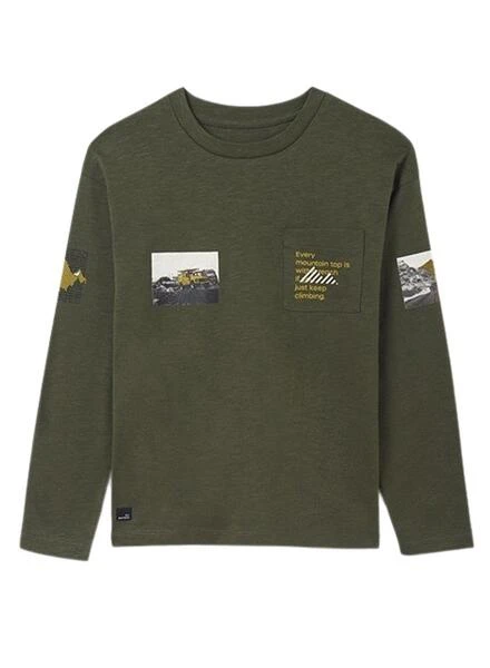 T-Shirt Mayoral Manche Long Pour Garçon Vert 1 T-Shirt Mayoral Manche Long Pour Garçon Vert