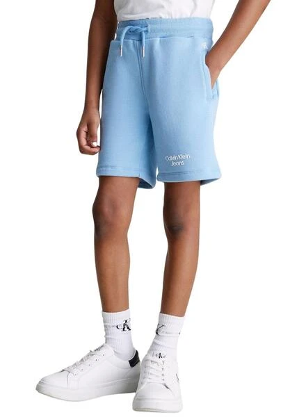 Shorts Calvin Klein Stack Logo Bleu Pour Garçon 1 Shorts Calvin Klein Stack Logo Bleu Pour Garçon