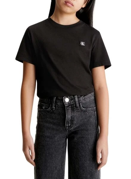 T-shirt Calvin Klein Mini Badge Noir Enfant Fille 1 T-shirt Calvin Klein Mini Badge Noir Enfant Fille