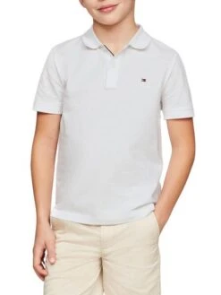 Polo Tommy Hilfiger Flag Blanc Pour Garçon