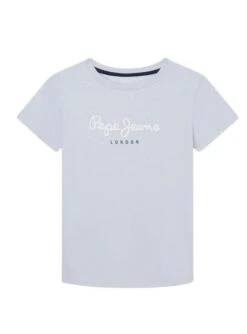 T-shirt Pepe Jeans New Art Blanc Et Bleu Enfant