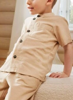 Chemise Name It Faher En Lin Beige Pour Enfant -Men's Clothing Soldes Boutique gallery K032171 4