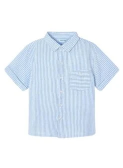 Chemise Mayoral à Rayures En Bambou Bleu Pour Garçon.