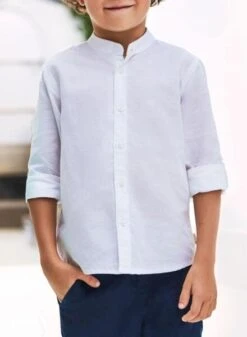 Chemise Mayoral Col Mao En Lin Blanc Pour Garçon -Men's Clothing Soldes Boutique gallery K032649 3