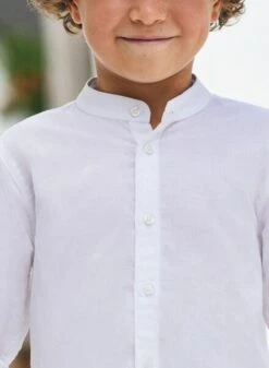 Chemise Mayoral Col Mao En Lin Blanc Pour Garçon -Men's Clothing Soldes Boutique gallery K032649 4