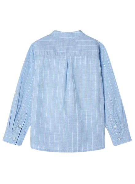 Chemise Mayoral Col Mao à Rayures Bleues Pour Garçon 3 Chemise Mayoral Col Mao à Rayures Bleues Pour Garçon – Image 3
